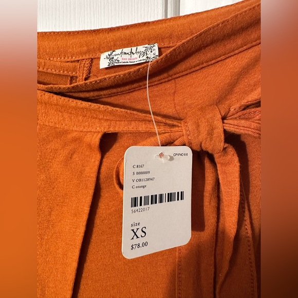FREE PEOPLE Intimately XS Y2K HipHop Wrap Around Belt Harem Wide Leg Rust Orange - Picture 3 of 9